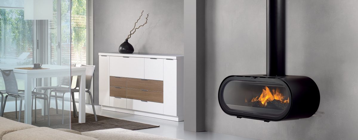 stufa- camino appeso di design moderno Parma